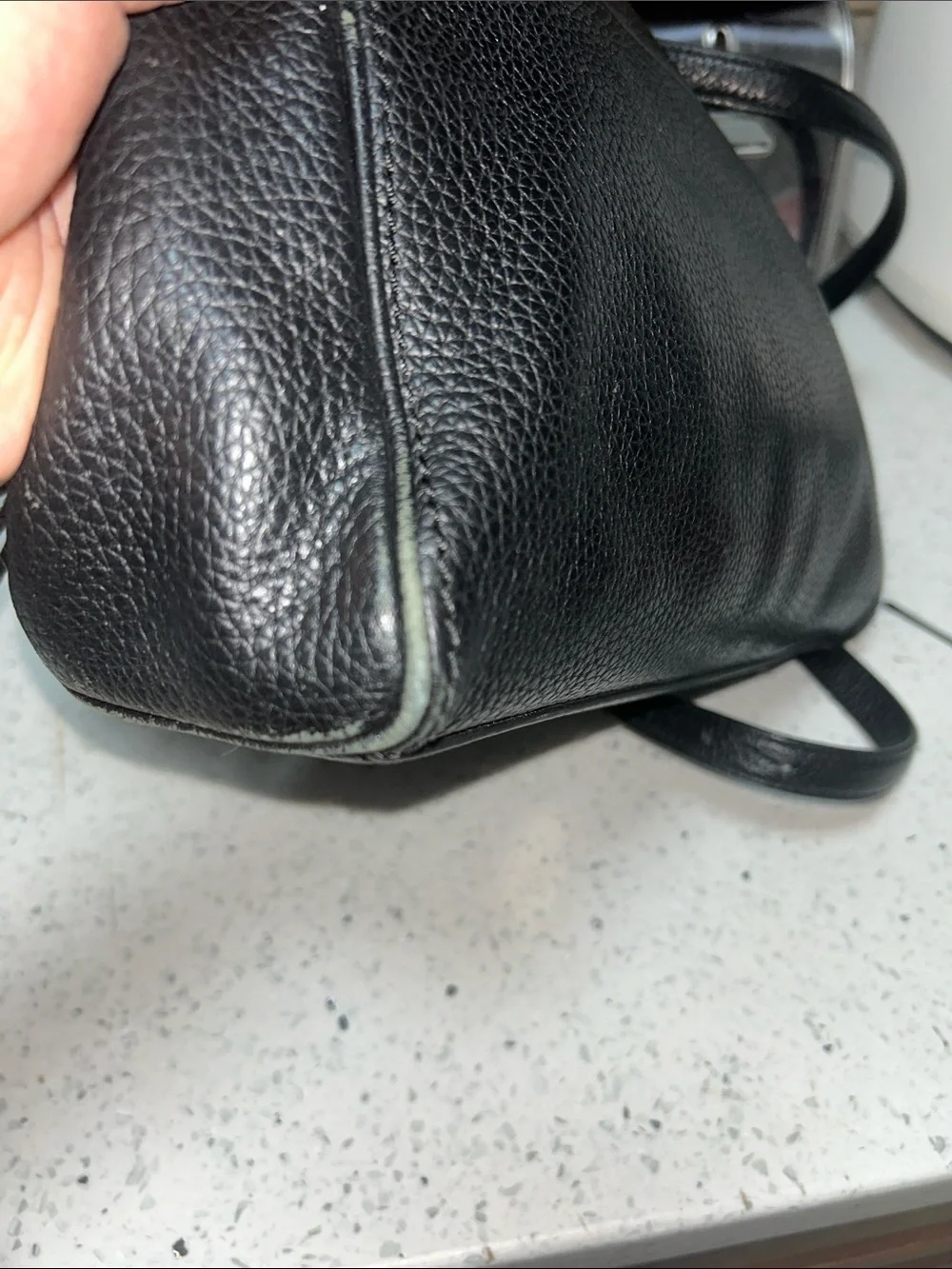 kate spade Black Pebbled Leather Shoulder Bag with Gold Charm